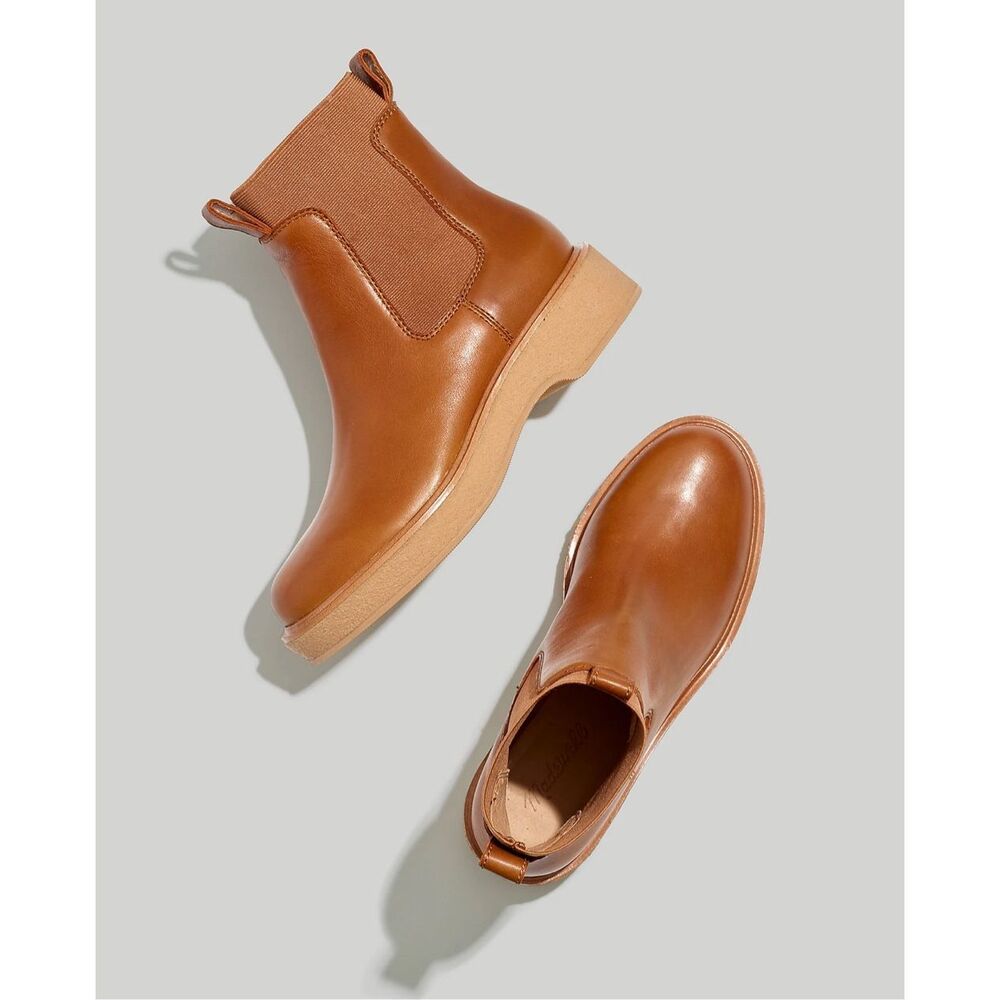 Madewell The Camryn Chelsea Boot in Leather English Saddle Size 8.5